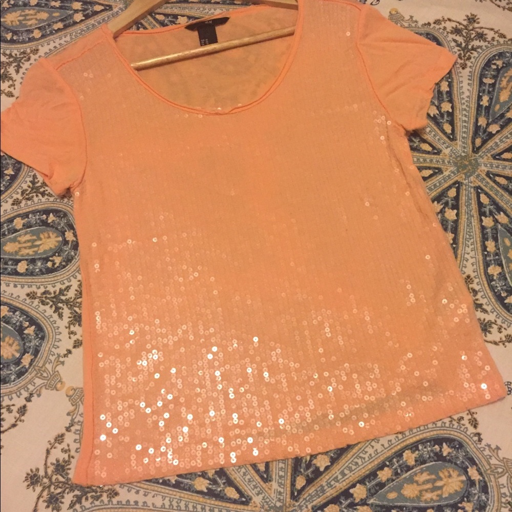 Peach Sequin Tee